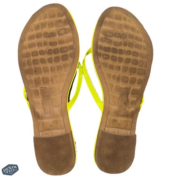Sam Edelman Neon Yellow Flip Flop Sandals Thong Flat Slides Size 10 Bold Logo - Picture 10 of 11